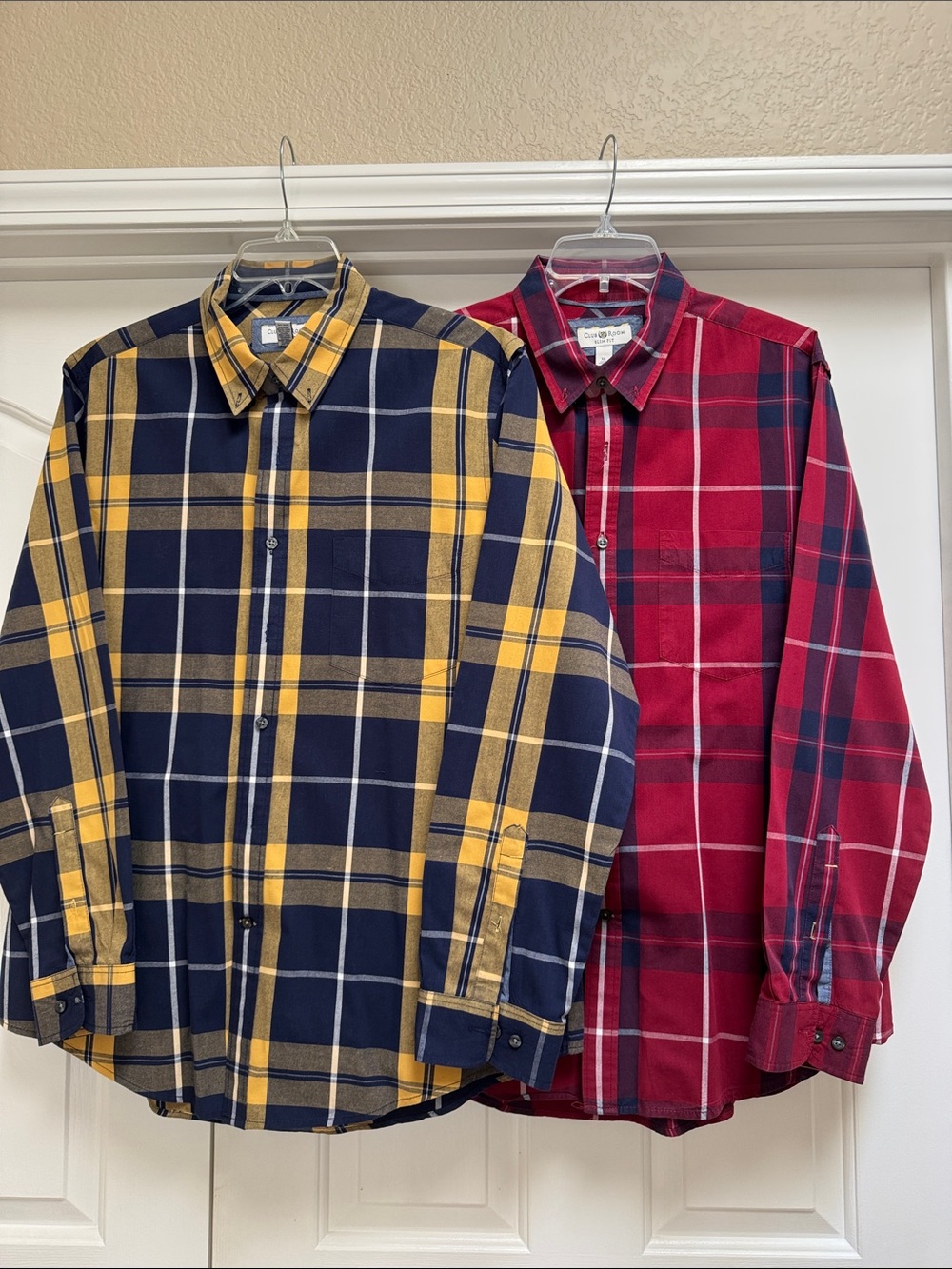 Club Room Men's Navy & Yellow Plaid Button-Down Shirt (paired with Red Plaid)